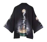 Giacca da donna cardigan moda uomo trico-cardigan top camicie taglie forti camicie modello popolare camicie stampate camicetta taoist Style Top camicia, Nero , XL