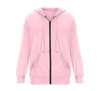 Giacca da donna casual, tinta unita, con chiusura lampo, a maniche lunghe, con chiusura lampo