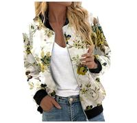 Giacca da Donna,Casual Zip Up Solido Cappotto Casual Colletto Alto Bomber Pilota Elegante per La Primavera Ricamo Motociclista Il Tempo Libero