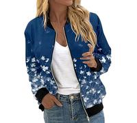 Giacca da Donna Casual Zip Up Solido Cappotto College Blouson Giacche Baseball Pilota per La Primavera Ricamo Motociclista Il Tempo Libero