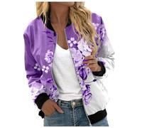 Giacca da Donna,Casual Zip Up Solido Cappotto Pilota Giacchetto Antivento Outwear Manica Lunga Giubbino Mezza Stagione per Il Tempo Libero