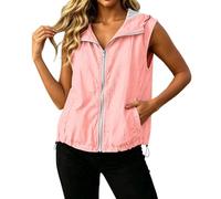 Giacca da donna con cappuccio e cerniera, senza maniche, capispalla moderna per tutti i giorni per lavoro, abbigliamento da città, abiti per il fine settimana e facile stratificazione, con una