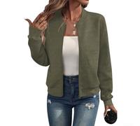 Giacca da donna con colletto alla coreana e cerniera, casual, corta, stile baseball, design semplice a tinta unita, perfetta per le giornate primaverili e autunnali, disponibile in sei colori, taglie