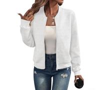 Giacca da donna con colletto rialzato, con cerniera, casual, corta, stile baseball, design semplice a tinta unita, perfetta per le giornate primaverili e autunnali, disponibile in sei colori, taglie