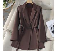 Giacca da donna con doppio petto e lacci, cappotto slim fit da pendolare di media lunghezza, tessuto fresco e fluido, elegante abbigliamento casual per donne di età compresa tra 25 e 45 anni L,M,S,XL,