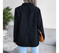 Giacca da donna con scollatura a V e bottoni, da ufficio, XXL, 44,9 pollici, color viola e blu