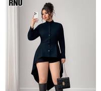 Giacca da donna elegante e alla moda, versatile per l'uso quotidiano, in tessuto tinta unita, con collo alla coreana, design corto davanti e lungo dietro, adatta per la scuola, feste eleganti, lavoro