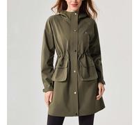 Giacca da donna impermeabile a 3 strati in tessuto tecnico con cappuccio e vita con coulisse, adatta per l'aperto in inverno e autunno, per campeggio e trekking L,M,S,XL,XSColore unicoTessuto intrecci