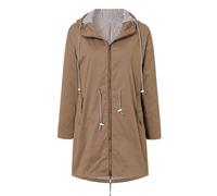 Giacca da donna impermeabile con cappuccio, sportiva, oversize, chic, antivento, casual, lunga e confortevole, con cerniera, Kaki, 5X-Large