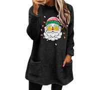 Giacca da donna in pile accogliente con cappuccio, da donna, JGA, per damigelle d'onore, autunno inverno, termica, senza cappuccio, in peluche, per regali di Natale, Nero , L