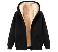 Giacca da Donna in Pile Con Cappuccio - Cappotto Invernale Foderato in Sherpa - Teddy Bear Con Zip Intera - Felpa e Maglione