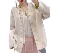 Giacca da Donna in Stile Cinese - Giacca con Fibbia Classica Moda da Donna Abito Tang Eleganza Femminile Cappotto Vintage Etnico da Donna Abiti in Stile Cinese Primavera Autunno Giacche Casual,Bi