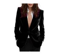 Giacca da donna in velluto, con un bottone, calda giacca per inverno, autunno, primavera, lavoro, ufficio, Nero , M