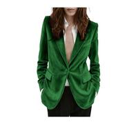 Giacca da donna in velluto, vestibilità aderente, giacca da abito con un bottone, blazer caldo per matrimonio invernale o ballo di fine anno, Verde, L