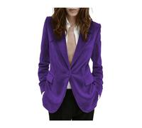 Giacca da donna in velluto, vestibilità aderente, giacca da abito con un bottone, blazer caldo per matrimonio invernale o ballo di fine anno, Viola, M