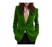 Giacca da donna in velluto, vestibilità aderente, giacca da abito con un bottone, blazer caldo per matrimonio invernale o ballo di fine anno, Verde, XS