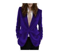 Giacca da donna in velluto, vestibilità aderente, giacca da abito con un bottone, blazer caldo per matrimonio invernale o ballo di fine anno, Viola scuro, XXL