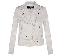 Giacca da Donna in Vera Pelle di Vacchetta Colore Bianco in Stile Classico Brando da Motociclista M