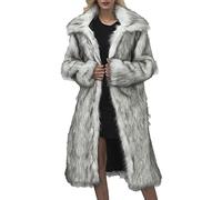 Giacca da Donna Lunga in Pelliccia Sintetica con Collo Quadrato alla Moda Giacca da Donna Autunno E Inverno con Cappotto Lungo