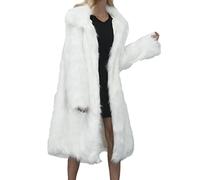 Giacca da Donna Lunga in Pelliccia Sintetica con Collo Quadrato alla Moda Giacca da Donna Autunno E Inverno con Cappotto Lungo