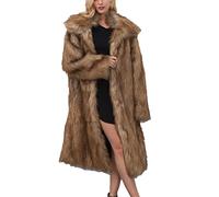 Giacca da Donna Lunga in Pelliccia Sintetica con Collo Quadrato alla Moda Giacca da Donna Autunno E Inverno con Cappotto Lungo