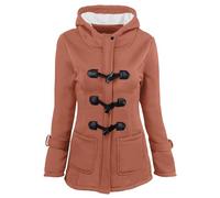 Giacca da donna lunga sfoderata, con cappuccio, taglie forti, invernale, in pile, autunnale, a maniche lunghe, con bottoni, in tinta unita, elegante giacca sportiva, Colore: arancione., L