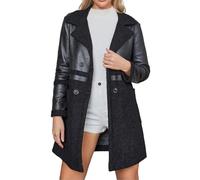 Giacca da donna per il tempo libero, versatile combinazione reversibile e PU, per l'uso quotidiano nella moda autunno-inverno, Nero , XL