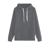 Giacca da donna per le mezze stagioni, da donna, moderna, in rosso, con coulisse, in tinta unita, con cappuccio, casual, alla moda, grigio scuro, XL