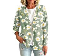 Giacca da donna per mezza stagione, chic, cardigan con scollo a V | Giacca autunno primavera da donna a maniche lunghe, casual, casual, elegante, camicetta per la vita quotidiana