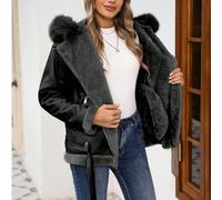 Giacca da donna Risissida alla moda e versatile per esterni con colletto in pelliccia ecologica - Rimani al caldo e comoda con la nostra ultima collezione autunno/inverno! L,M,S,XL,XXLColore unicoTess