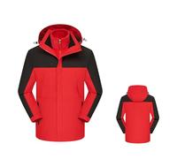 Giacca da esterno foderata in pile, versatile ed elegante per avventure nel tempo libero, perfetta per tutte le stagioni, comoda e funzionale con funzioni regolabili., Rosso anguria., M