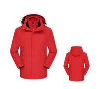 Giacca da esterno foderata in pile, versatile ed elegante per avventure nel tempo libero, perfetta per tutte le stagioni, comoda e funzionale con funzioni regolabili., Colore: rosso, L