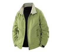 Giacca da lavoro antivento da uomo a maniche lunghe con risvolto casual cappotti da esterno in tinta unita autunno inverno Outwear cappotto, Q-25 Verde, XL