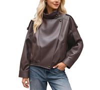 Giacca da lavoro da donna, a maniche lunghe, cappotto da moto, da donna, di grandi dimensioni, chic, elegante, per autunno, inverno, corta, classico, versatile, con cerniera Streetwear alla moda