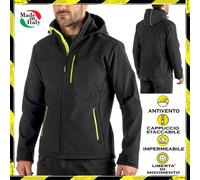 Giacca da Lavoro Uomo con Cappuccio Giubbino Impermeabile Antivento Giubbotto