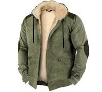 Giacca da mezza stagione, da uomo, 4 pezzi, calda, foderata, in pile, antivento, con cappuccio, foderata, in peluche, per le mezze stagioni, per l'autunno, verde, s