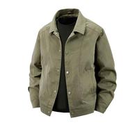 Giacca da mezza stagione da uomo in cotone stile utility - Giacca da campo leggera con bottoni automatici | Robusta giacca per il tempo libero per la primavera e l'autunno, Stil_s01 verde militare