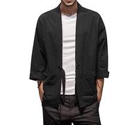 Giacca da mezza stagione uomo classica giapponese kimono haori giacca uomo samurai ninja anime maglietta corta kimono biancheria da notte kimono camicia giapponese top happi haori giacca estiva, S