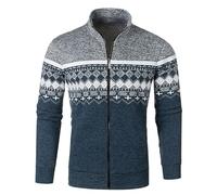 Giacca da moto da uomo chic ed elegante- Cappotto caldo da uomo largo sottile a collo alto per taglio ampio stile jacquard felpa slim senza cappuccio cardigan 2026, grigio, S