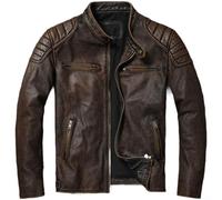 Giacca da moto da uomo, in similpelle, stile retrò, con colletto alla coreana, stile casual, per feste, vacanze, primavera, autunno, nero, marrone (XL marrone)