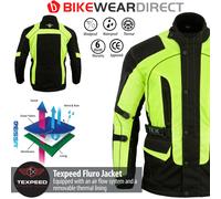 Giacca Da Moto Hi Vis Nera Impermeabile Termica Biker CE Armoured