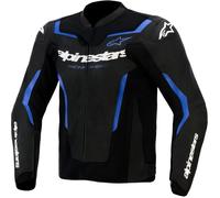 Giacca da moto in pelle Alpinestars GP Force V2 Airflow, nera e blu metallizzato. 52