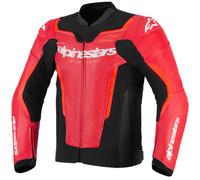 Giacca da moto in pelle Alpinestars GP Force V2 Airflow rosso fluo-nero-bianco 56