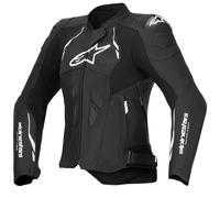 Giacca da moto in pelle da donna Alpinestars Stella Dusk nera-bianca 38