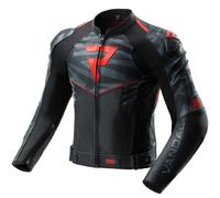 Giacca da moto in pelle Rebelhorn Vandal 2 nera-grigia-rosso fluo 52