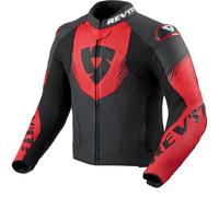 Giacca da moto in pelle Revit Argon 3 nero-rosso fluo 48