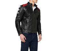 Giacca da Moto in Pelle | Rising Star URBAN 5884 | Giubbotto da Moto in Pelle con Protezioni Removibili CE per Schiena, Spalle e Gomiti | Giubbino Moto in Pelle d'Agnello|Nero, Taglia 4XL