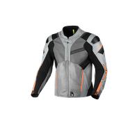 Macna Galvic Giacca da moto in pelle/tessuto traforata, nero-grigio-arancione, taglia 50 per maschi