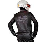 Giacca da moto nera in vera pelle Daft Punk Get Lucky Electroma Biker
