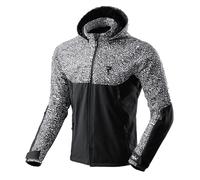 Giacca da moto Softshell Rebelhorn Slash Noriaki in bianco e nero XS